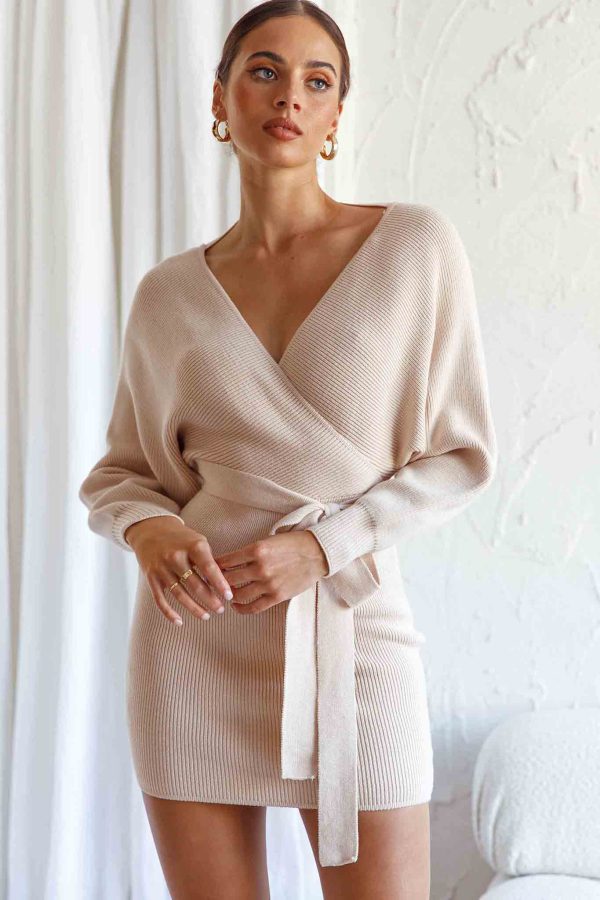 Cameo Long Batwing Knit Dress Nude For Cheap