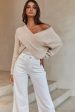 All My Love Long Sleeve Crossover Knit Sweater Stone For Cheap