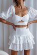 Aisha Puff Sleeve Tie Back Broderie Anglaise Crop Top White For Discount