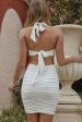 Sacha Halterneck Open Back Ruched Dress White Online