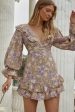 Charade Long Sleeve Corset Back Dress Floral Print Lilac Online