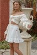 Louella Elasticated Waist Lace Trim Skirt White For Sale