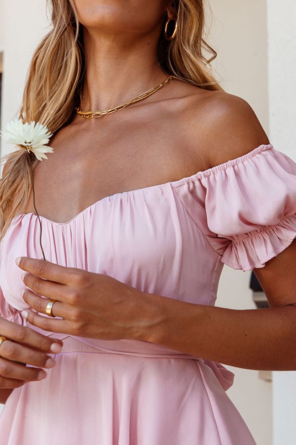 Linka Off-Shoulder Tie Back Romper Blush For Cheap