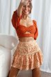 Aisha Puff Sleeve Tie Back Broderie Anglaise Crop Top Rust Sale