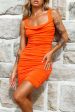 Arabella Ruched Wide Strap Bodycon Dress Tangerine Online now