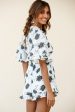 Wild Heart Bell Sleeve Wrap Romper Floral Print White Fashion