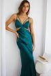 Torah Cut-Out Bodice Front Split Maxi Dress Forest Green Online Sale