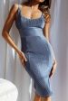 Workin  9 to 5 Scoop Neck Knee Length Pencil Dress Blue Sale