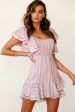 All Or Nothing Flounce Sleeve Lace-Up Back Dress Speckle Print Pink Hot on Sale