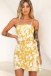 Wattle Cami Strap Wrap Dress Printed Mustard Online now