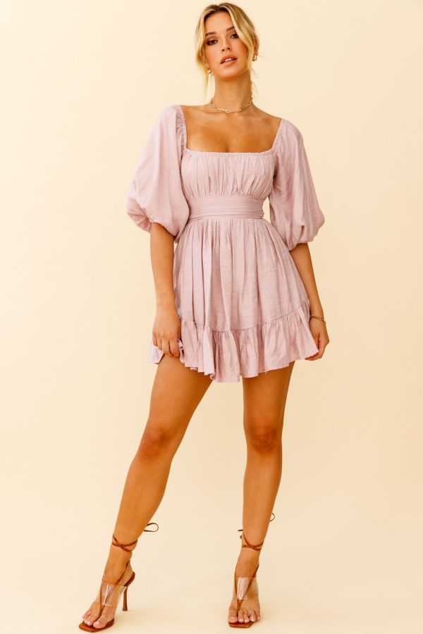 Abby Off-Shoulder Tie-Up Back Dress Blush For Cheap