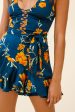 Wishful Thinking Plunging Neckline Ruffle Hem Romper Floral Print Navy Online Sale