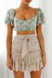 Aimee Puff Sleeve Floral Lace Crop Top Mint For Discount