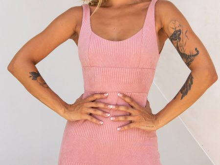 Workin  9 to 5 Scoop Neck Pencil Dress Rose For Cheap