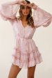 Winslet Long Sleeve Placket Bust Frill Detail Dress Floral Print Pink on Sale