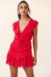 Willah Pintuck And Frill Detail Drawstring Dress Red Textured on Sale