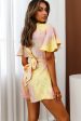 Unconditional Plunging Wrap Style Romper Marbled Tie Dye Pink Yellow Fashion