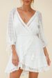 Wilde Balloon Sleeve Crochet Trim Dress White Online now