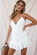 Willah Pintuck And Frill Detail Drawstring Spaghetti Strap Dress White on Sale