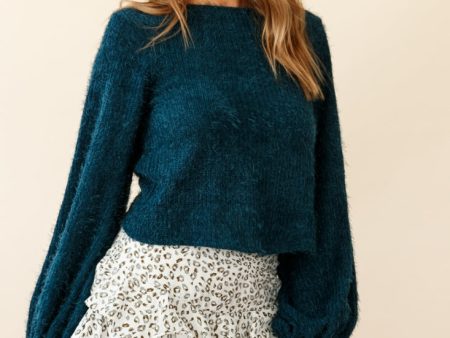 Adore Back-To-Front Twist Knit Crop Top Teal Supply