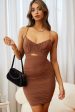 Valley Girl Cut-Out Bust Ruched Dress Chocolate For Discount