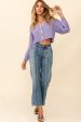 Apres Vous Button Front Drop Shoulder Crop Cardigan Lavender Online