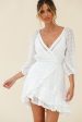 Wilde Balloon Sleeve Crochet Trim Dress White Online now