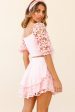 Star Crossed Lover Crochet Lace Layered Flounce Skirt Baby Pink Fashion