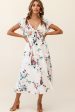 Amelie Tied Bust Pocket Midi Dress Floral Print Beige Discount