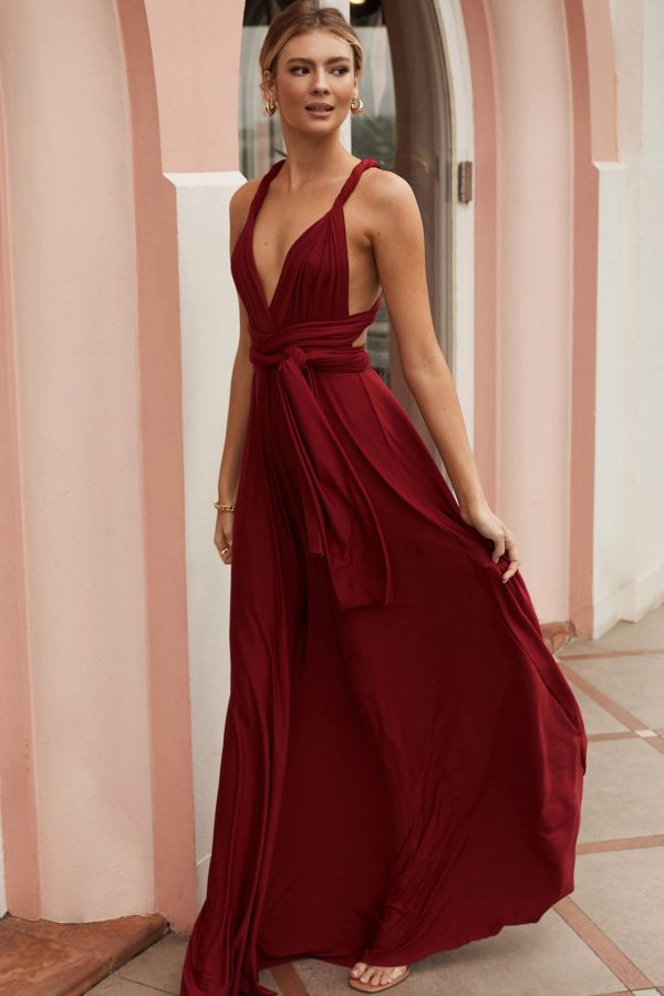 Ariana Multiway Maxi Dress Maroon For Cheap