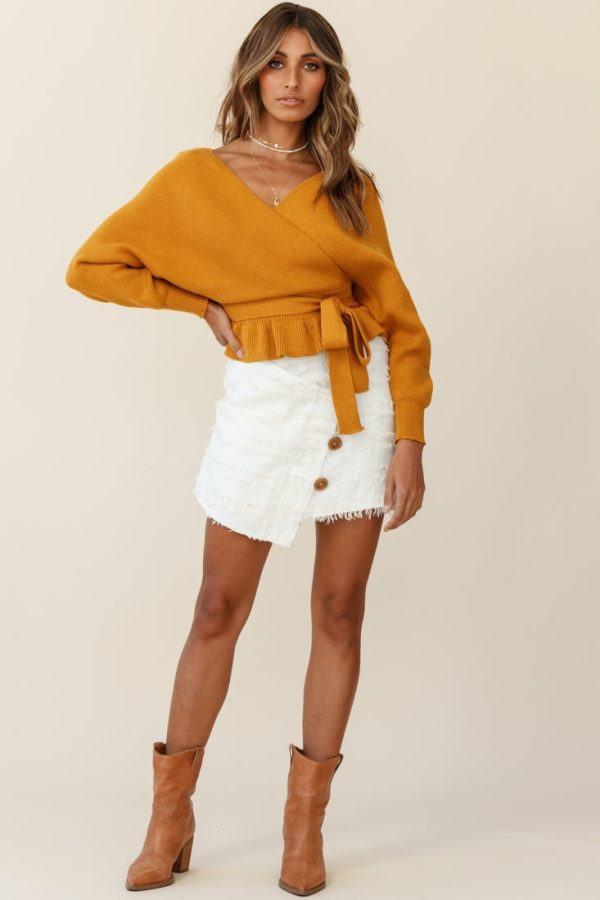 Amara Long Sleeve Knit Top Mustard Supply