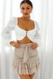 Alira Three-Button Ruched Bust Crop Top White Supply