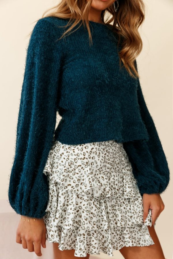 Adore Back-To-Front Twist Knit Crop Top Teal Supply