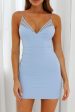 Violetta Bust Detail Bodycon Mini Dress Blue Hot on Sale