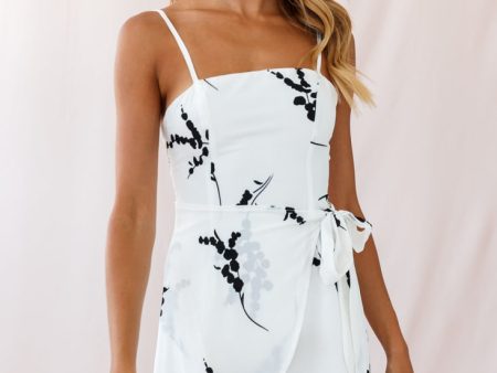 Wattle Floral Wrap Dress White Black Fashion