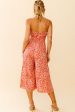 Weekend Escape Cami Strap Drawstring Jumpsuit Animal Print Orange Sale