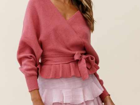 Amara Long Sleeve Knit Top Rose Online Sale