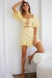 Alma Drawstring Circle Bust Puff Sleeve Mini Dress Yellow Cheap