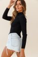 Tina Long Sleeve Ribbed Turtleneck Top Black For Sale