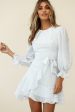 Agnes Long Sleeve Pleat Detail Dress White Hot on Sale