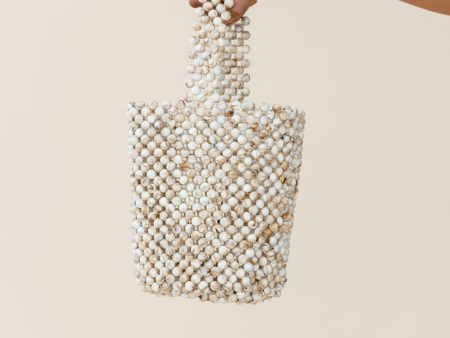 Noosa Beaded Bucket Bag Beige Online now