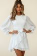 Agnes Long Sleeve Pleat Detail Dress White Hot on Sale