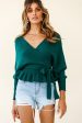 Amara Long Sleeve Knit Top Forest Green For Cheap