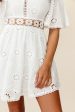 Anais Fluted Sleeve Exposed Back Broderie Anglaise Dress White For Cheap