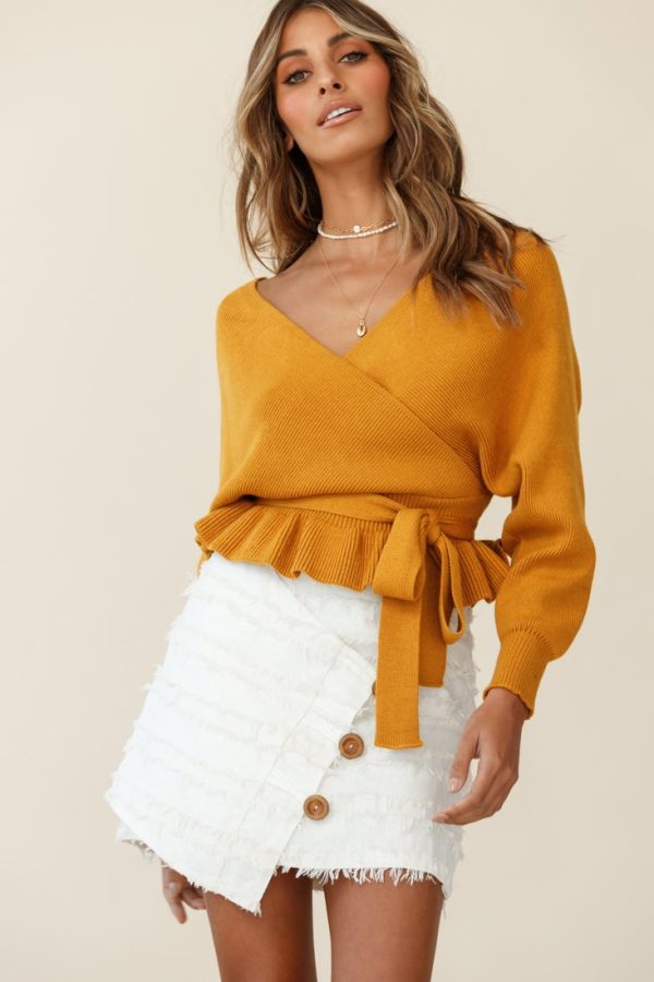 Amara Long Sleeve Knit Top Mustard Supply