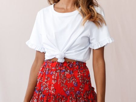 Alexi Mini Skirt Floral And Vine Print Red Supply