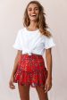 Alexi Mini Skirt Floral And Vine Print Red Supply