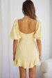 Alma Drawstring Circle Bust Puff Sleeve Mini Dress Yellow Cheap