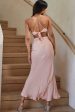 All That Glitters Front Split Tied Back Maxi Dress Desert Rose Discount