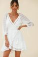 Wilde Balloon Sleeve Crochet Trim Dress White Online now